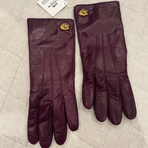 Coach Purple Leather Gloves BNWT - Picture 4 of 4